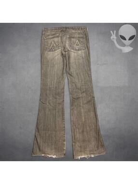 7 For All Mankind Bootcut Jeans Size 30x34 Brown A Pocket 90s Rhinestone USA
